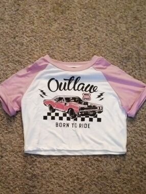 'Born to Ride' Pink & White Kids' Tee